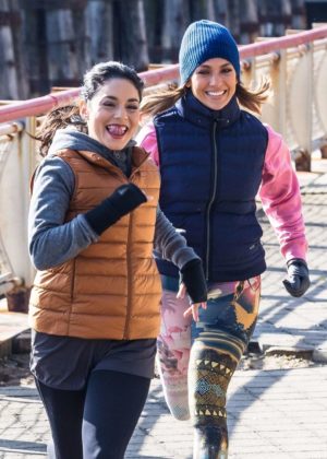 Jennifer Lopez and Vanessa Hudgens - On the set of 'Second Act' in NYC